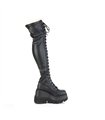 Plateu Overknee Stiefel SHAKER-374 Schwarz matt