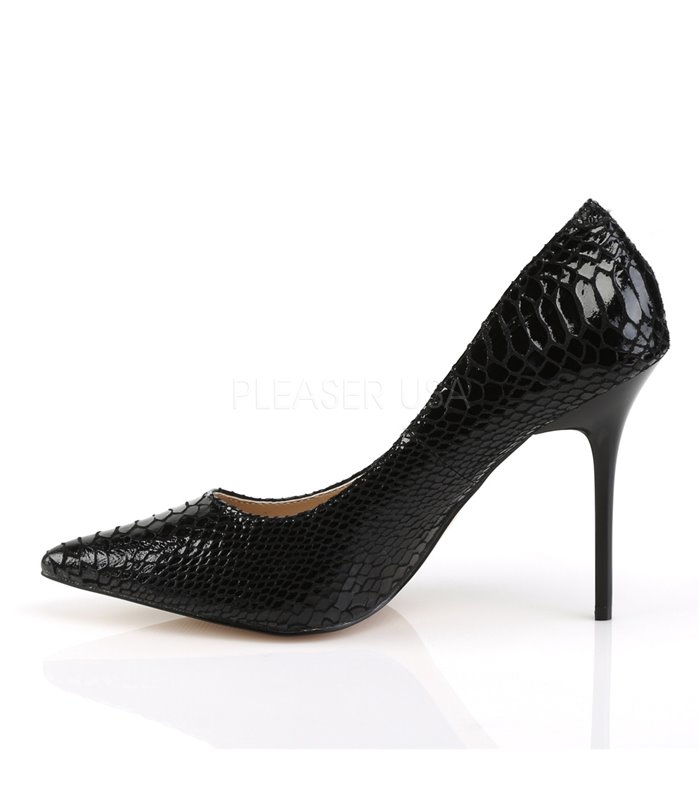 Pleaser Pumps CLASSIQUE-20SP Schwarz Snake-Print Leder