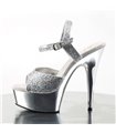 Plateau High Heels DELIGHT-609G - Silber Glitter