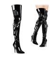 SEDUCE-3019 Overknee Stiefel - Schwarz lack | Pleaser High Heels