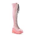 SHAKER-374-1 Plateau Overknee Stiefel - Rosa Lack | DemoniaCult