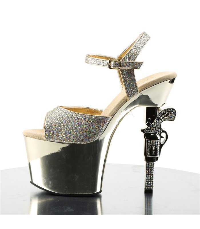 Plateau High Heels REVOLVER-709G - Gold