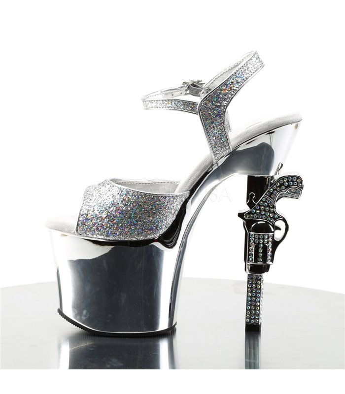 Plateau High Heels REVOLVER-709G - Silber