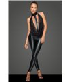 F223 Ärmelloser Power Wet Look Catsuit | Noir Handmade
