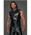 Power wetlook shirt met capuchon H062 - zwart | Noir handgemaakt