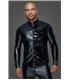Long-sleeved Powerwetlook & PVC shirt with button placket - 3XL