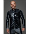 Langärmliges Powerwetlook & PVC Shirt mit Knopfleiste