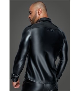 Long-sleeved Powerwetlook & PVC shirt with button placket - 3XL Long-sleeved Powerwetlook & PVC shirt with button placket - 3XL