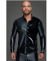 Langärmliges Powerwetlook & PVC Shirt mit Knopfleiste