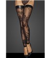 Tulle stockings with patterned flock embroidery - 3XL