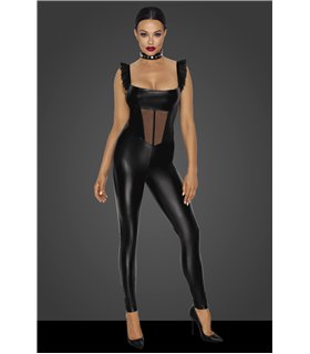 Powerwetlook overall with tulle panel - 3XL Powerwetlook overall with tulle panel - 3XL