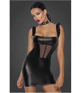 Short Powerwetlook dress with front tulle inserts - 3XL Short Powerwetlook dress with front tulle inserts - 3XL