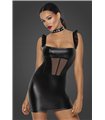 Short Powerwetlook dress with front tulle inserts - 3XL