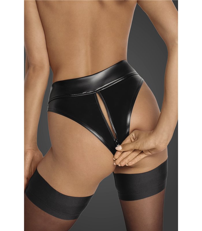 Powerwetlook waisted panties with 2 way zipper - 3XL