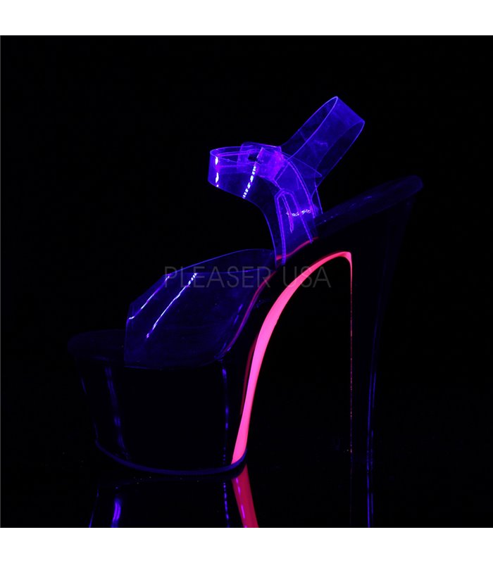 Plateau High Heels SKY-308TT - Schwarz/Neon Pink