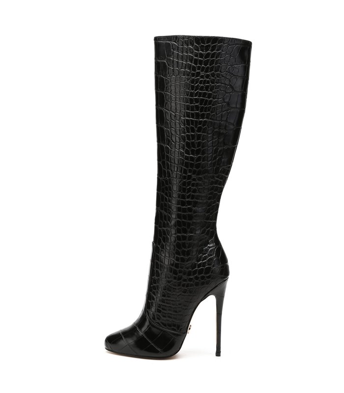 Giaro Stiefel Brandy Schwarz Krokodilmuster 