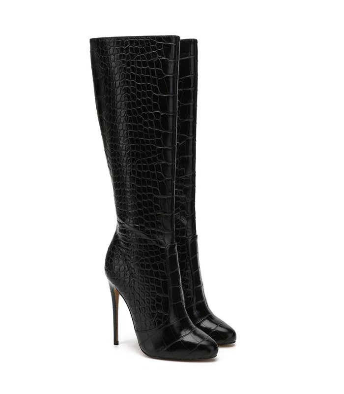 Giaro Stiefel Brandy Schwarz Krokodilmuster 