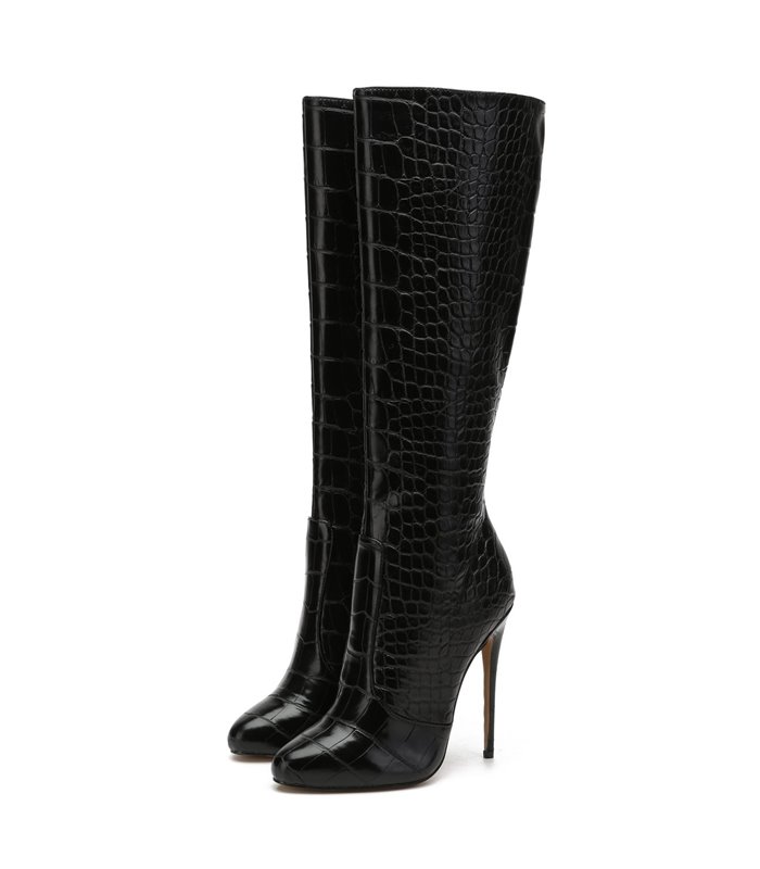 Giaro Stiefel Brandy Schwarz Krokodilmuster 