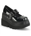 SHAKER-23 Plateau Schuhe- Schwarz Lack | Demonia
