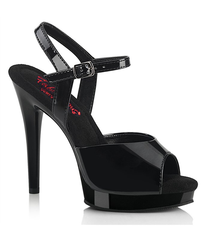 GLORY-509 High Heels Sandalette - Lack Schwarz | Fabulicious
