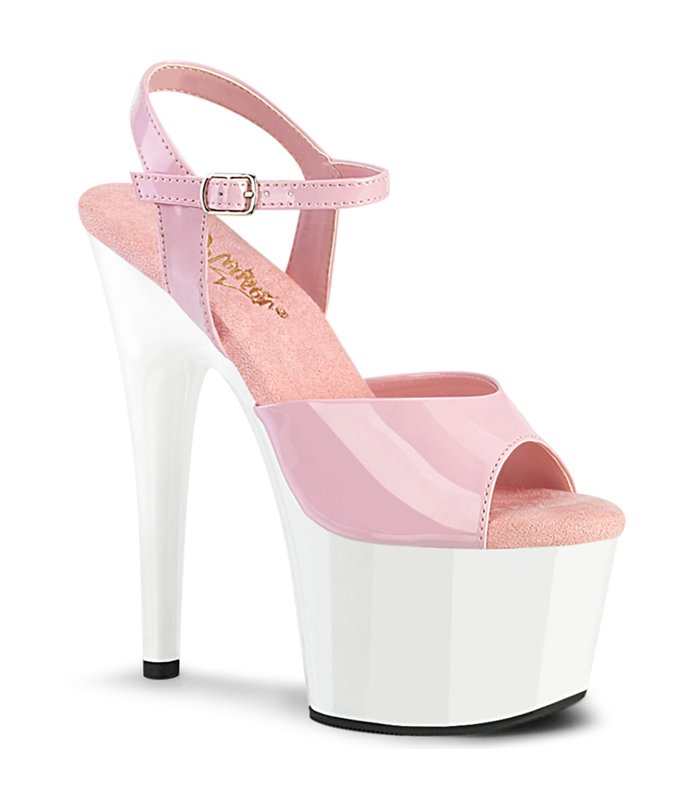 ADORE-709 Plateau Heels - Rosa/Weiß | Pleaser
