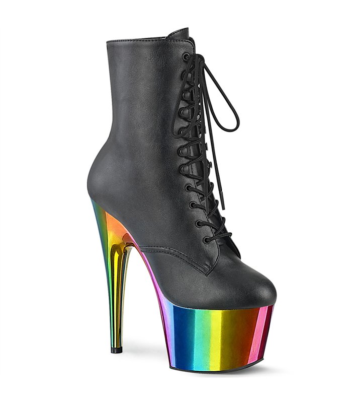 ADORE-1020RC Plateau Stiefel - Schwarz Matt/Regenbogen | Pleaser
