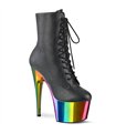 ADORE-1020RC Plateau Stiefel - Schwarz Matt/Regenbogen | Pleaser
