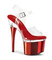 ESTEEM-708  Plateau High-Hells - PVC durchsichtig Rot | Pleaser