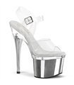 ESTEEM-708  Plateau High-Hells - PVC durchsichtig Silber | Pleaser