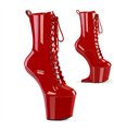 CRAZE-1040 Plateau Stiefelette - Rot Lack | Pleaser