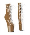 CRAZE-1040TT Platform Ankle Boot - Brown/White Shiny | Pleaser