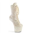 CRAZE-1045VEL Platform Ankle Boots - White Velour | Pleaser