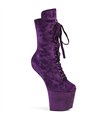 CRAZE-1045VEL Enkellaarsjes Met Plateauzool - Paars Velours | Pleaser