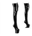 CRAZE-3023 Plateau Overknee Stiefel - Schwarz Lack | Pleaser