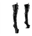 CRAZE-3028 Plateau Overknee Stiefel - Schwarz Lack | Pleaser