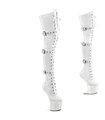 CRAZE-3028 Plateau Pony Overknee Stiefel - Weiß Lack | Pleaser