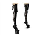 CRAZE-3050 Platform Overknee Boots - Black Shiny | Pleaser