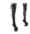 CRAZE-3050 Plateau Overknee Stiefel - Schwarz Matt | Pleaser