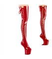 CRAZE-3050 Plateau Overknee Stiefel - Rot Lack | Pleaser