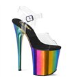 FLAMINGO-808RC High Heels Sandalette - Transparent/Schwarz/Mehrfarbig | Pleaser
