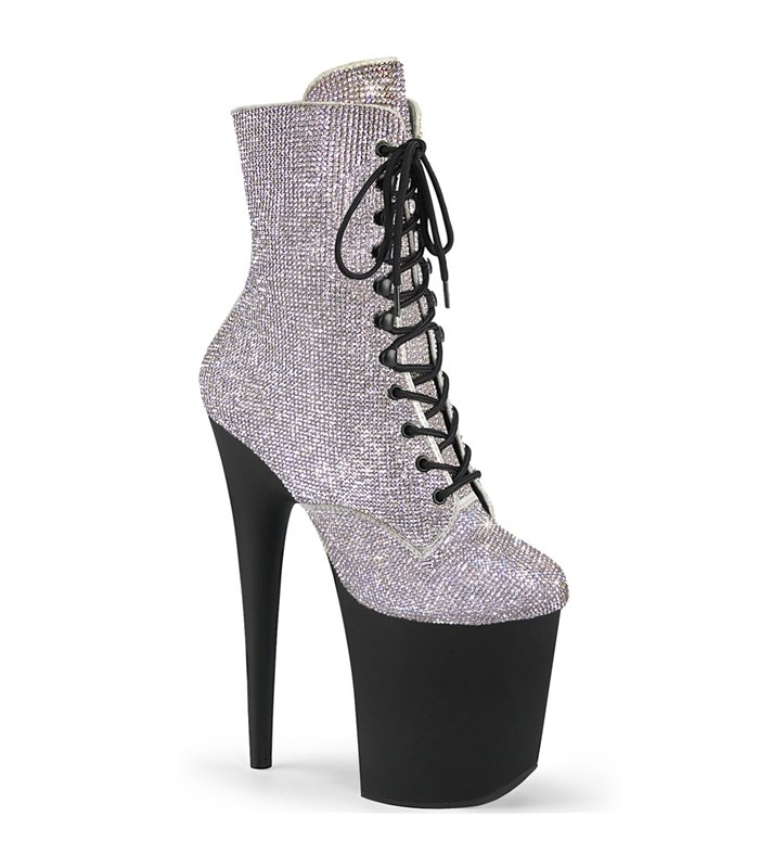 FLAMINGO-1020RS Extreme Plateau Heels Silber Glitzer | Pleaser