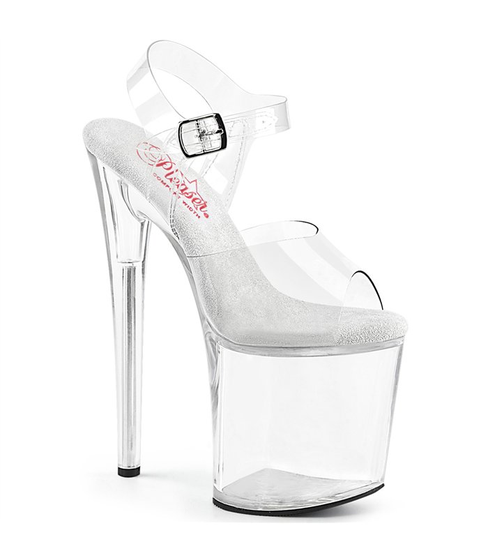 NAUGHTY-808 Plateau Sandalette - Transparent | Pleaser
