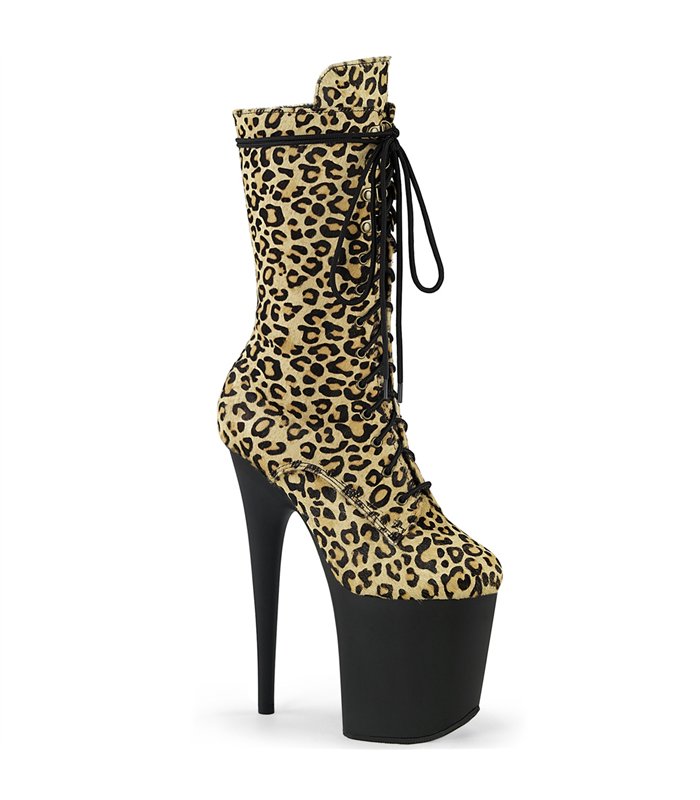 FLAMINGO-1050LP Extrem Plateau Heels - Leopardenmuster Samt | Pleaser
