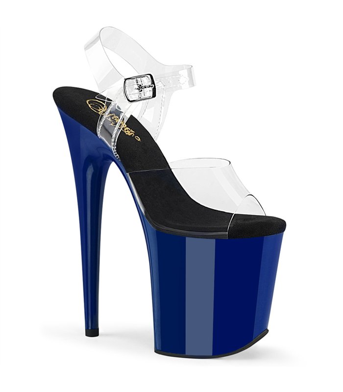 FLAMINGO-808 High Heels Sandalette - Transparent/Blau | Pleaser
