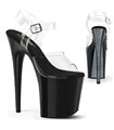 FLAMINGO-808CRS-2 High Heels Sandalette - Transparent/Schwarz | Pleaser
