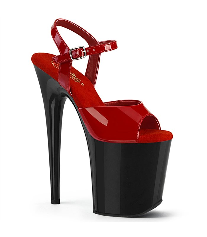 FLAMINGO-809 High Heels Sandalette - Rot/Schwarz | Pleaser
