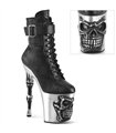 RAPTURE-1020STR-02 Plateau Stiefellette - Totenkopf Schwarz Matt | Pleaser