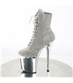 FLAMINGO-1020CHRS Extrem Plateau Heels - Silber Glitzer | Pleaser
