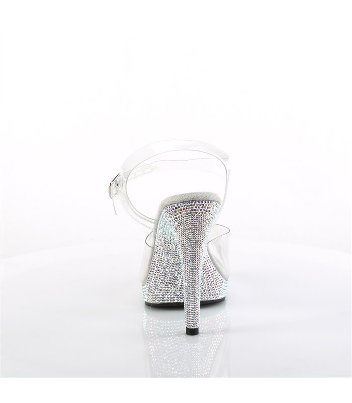 GLORY-508DM High Heels Sandalette - Klar/Silber | Fabulicious High Heels
