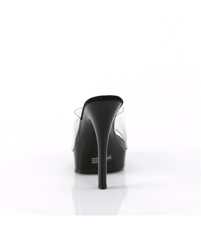 MAJESTY-501 Plateau Pantoffelette - Transparent/Schwarz| Fabulicious
